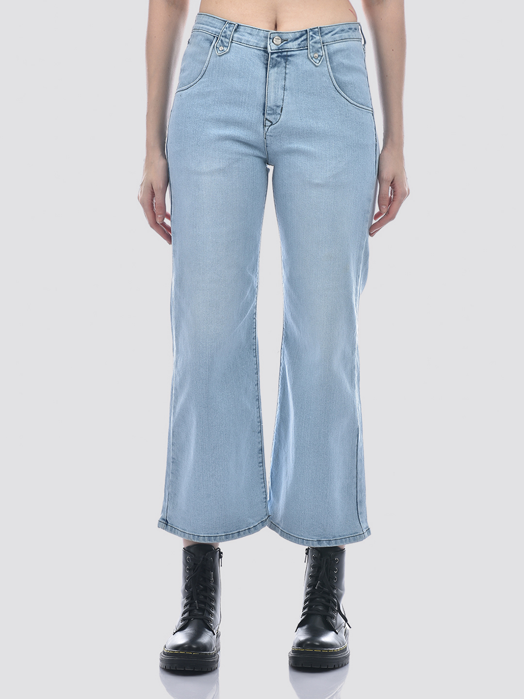 Numero Uno Women Washed Blue Wide Leg Sustainable Jeans